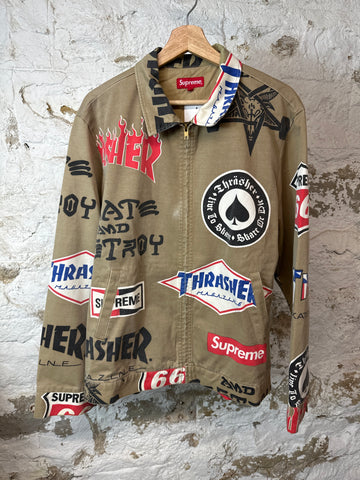 Supreme Trasher Brown Zip Up Jacket Sz L