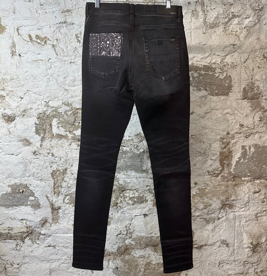 Amiri MX1 Grey Art Patch Black Denim Jeans