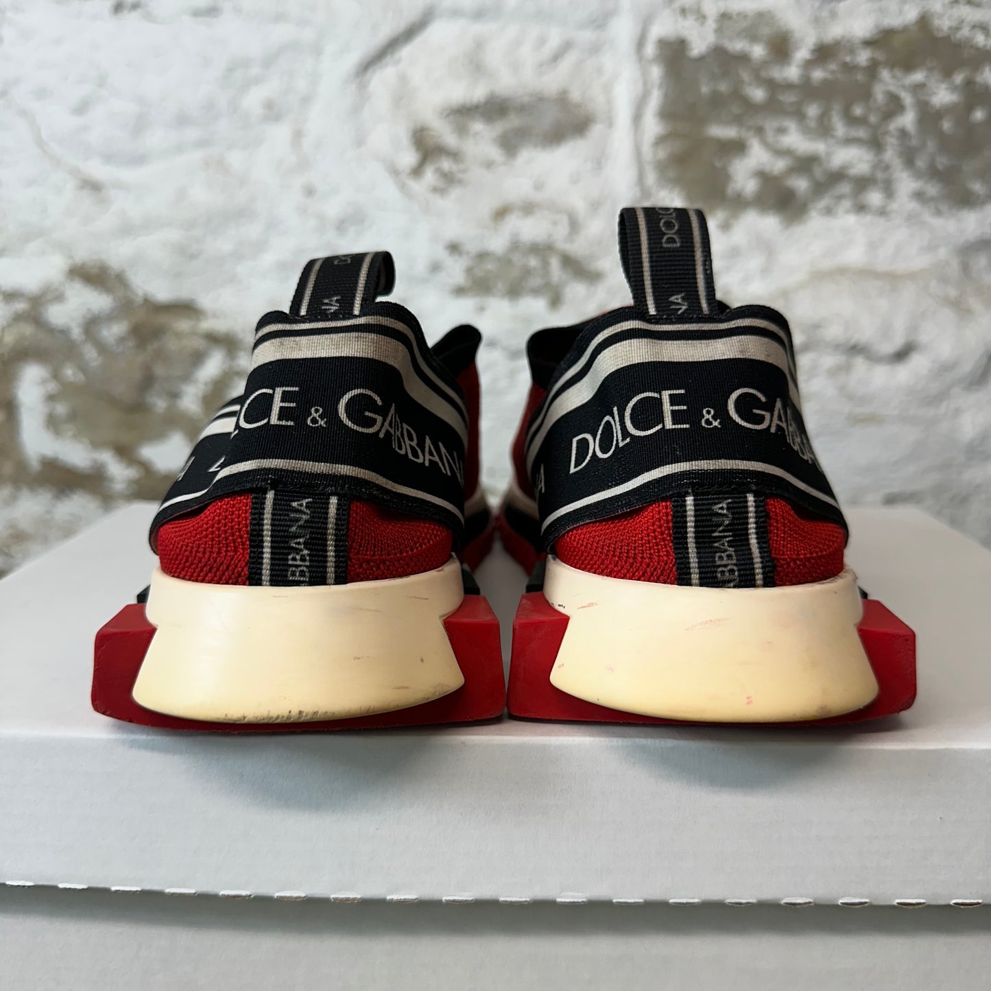 Dolce Gabbana Red White Black Sorrento Sneaker Sz 7 (40)