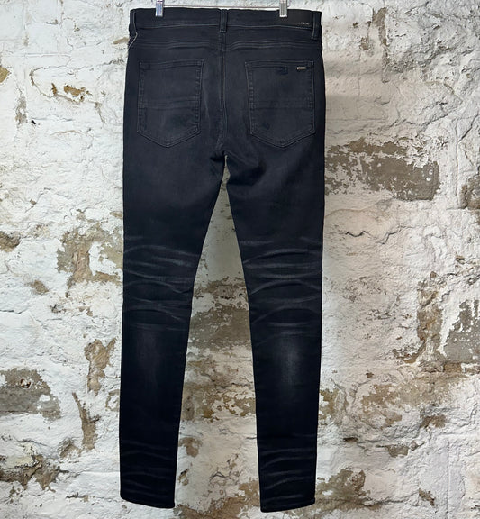 Amiri Paint Drip Spell Black Denim Jeans Sz 34