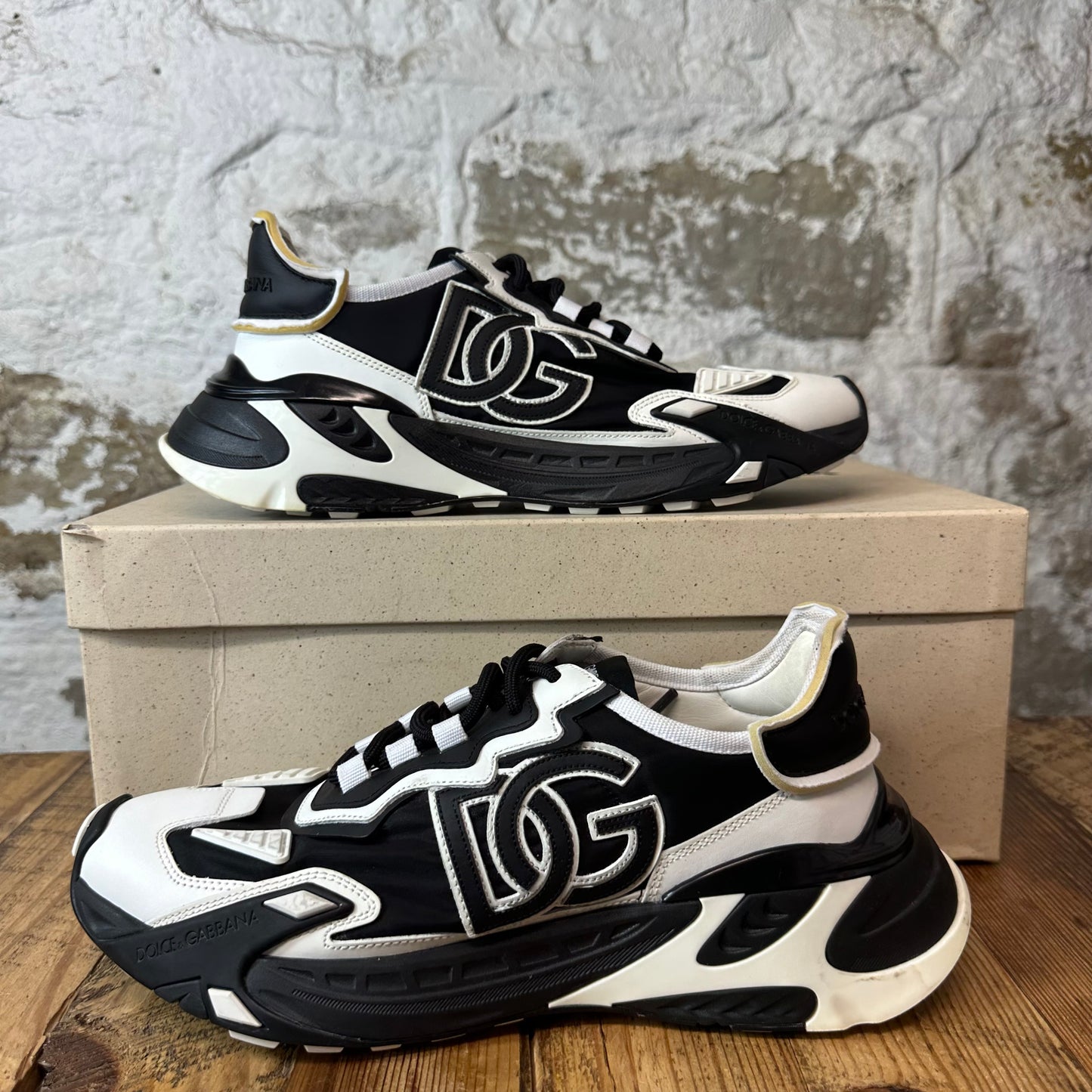 Dolce Gabbana Faster Black White Runner Sneaker Sz 9 (42)