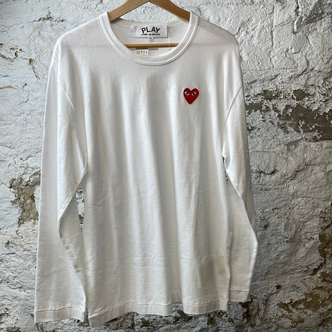 CDG Red Heart L/s White Sz XL DS