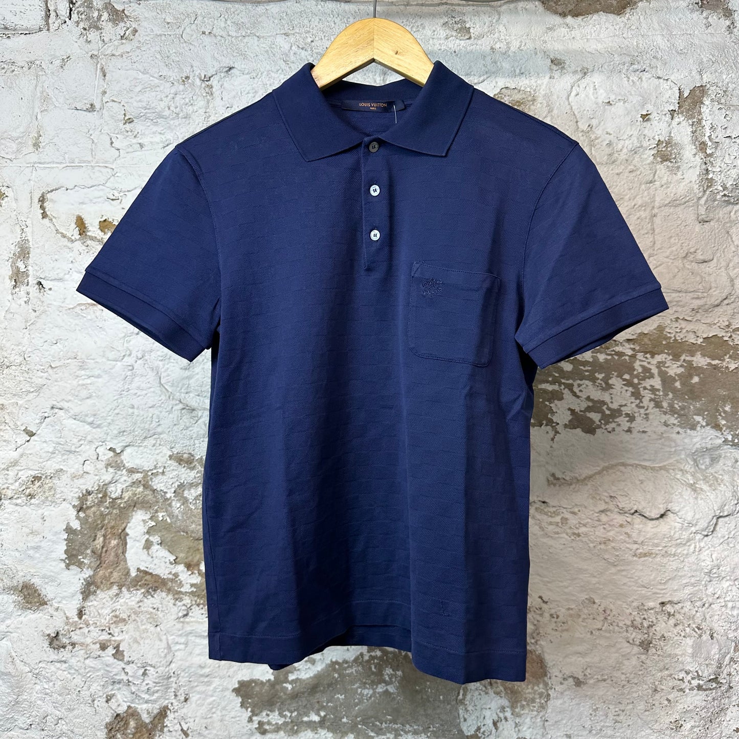 Louis Vuitton Damier Pocket Polo Shirt Navy Blue Sz S