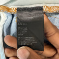 Amiri MX1 Black Leather Light Blue Denim Jeans Sz 30