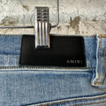 Amiri MX1 Cream Suede Blue Denim Jeans Sz 34