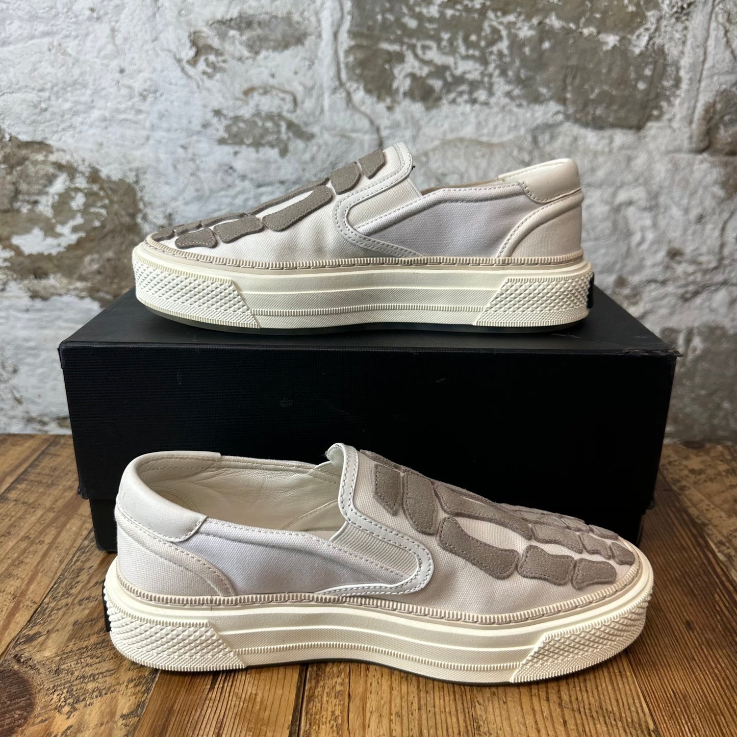 Amiri Beige Skeleton White Slip On Sneaker Sz 8 (41)