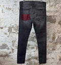 Amiri MX1 Maroon Glitter Grey Denim Jeans Sz 34