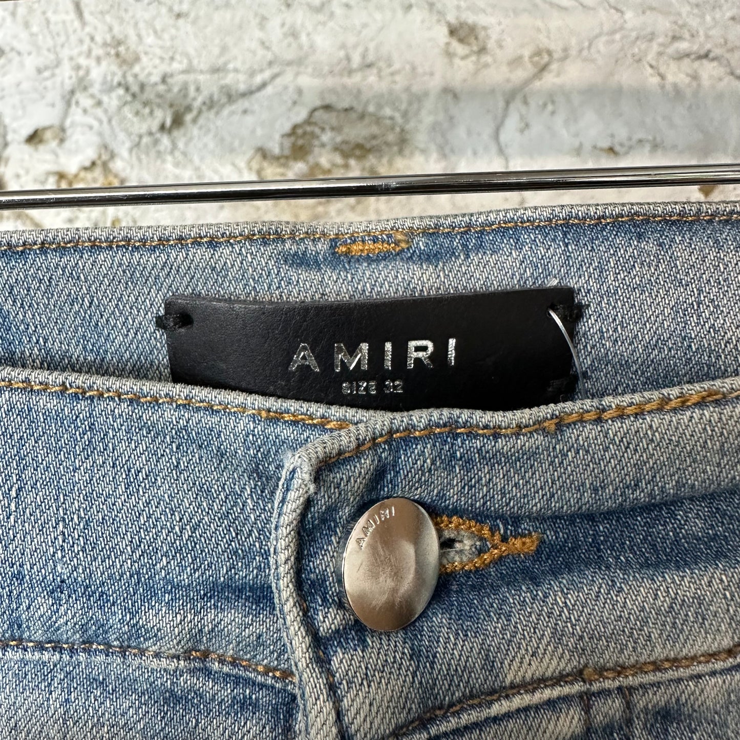 Amiri Black Brown Paisley Flame Blue Denim Jeans Sz 32