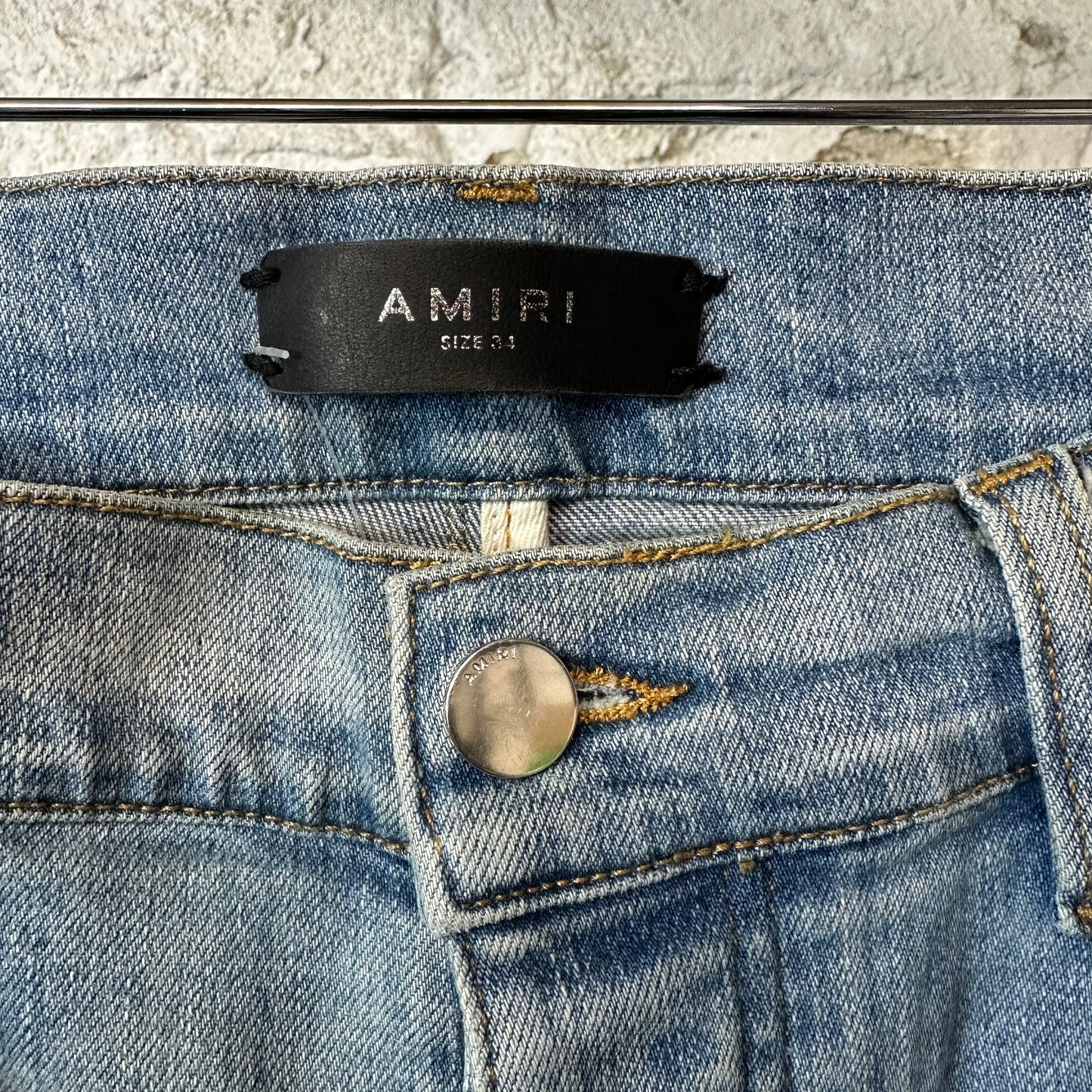 Amiri Biker Patches Blue Denim Jeans Sz 34