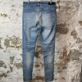 Amiri MX1 Red Suede Blue Denim Jeans Sz 33