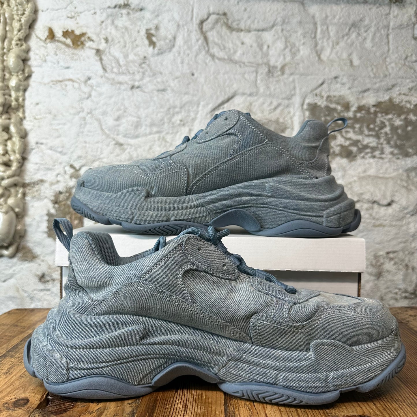 Balenciaga Triple S Blue Denim Sneaker Sz 14 (47)