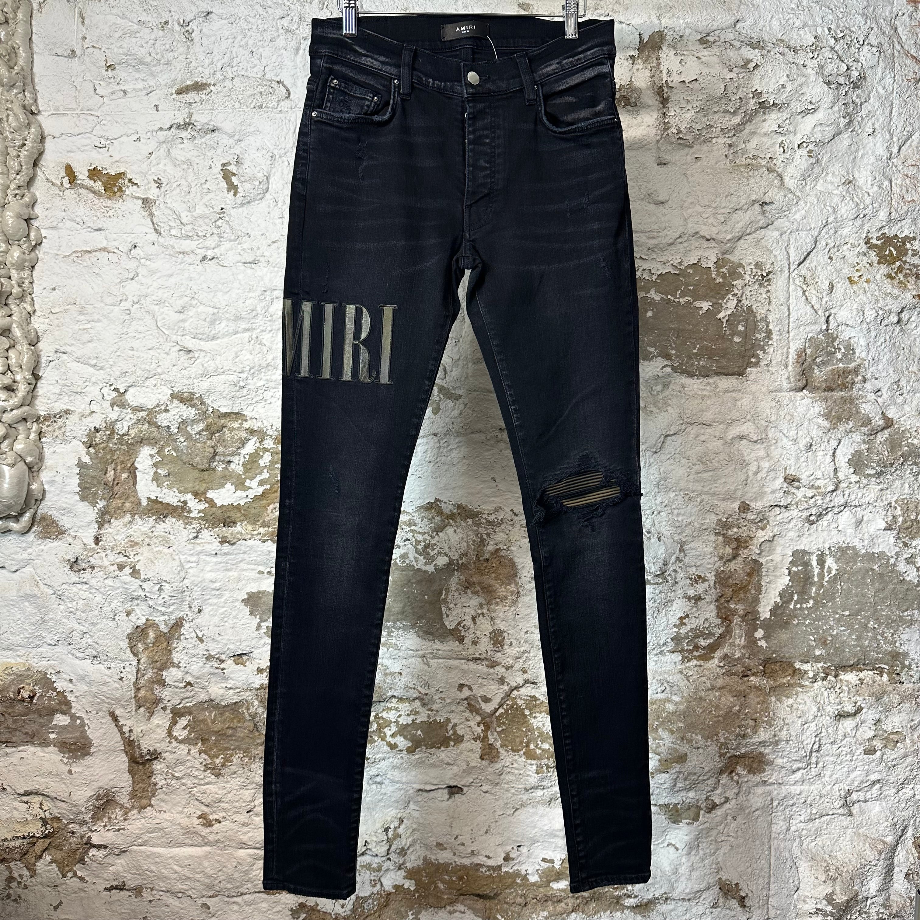 Amiri MX1 Camo Spell Black Denim Jeans Sz 30