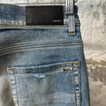 Amiri MX1 Orange Art Patch Blue Denim Jeans