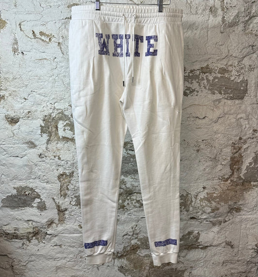 Off White Purple Spell White Sweatpants Sz L