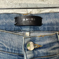 Amiri MX1 Black Leather Blue Denim Jeans Sz 33