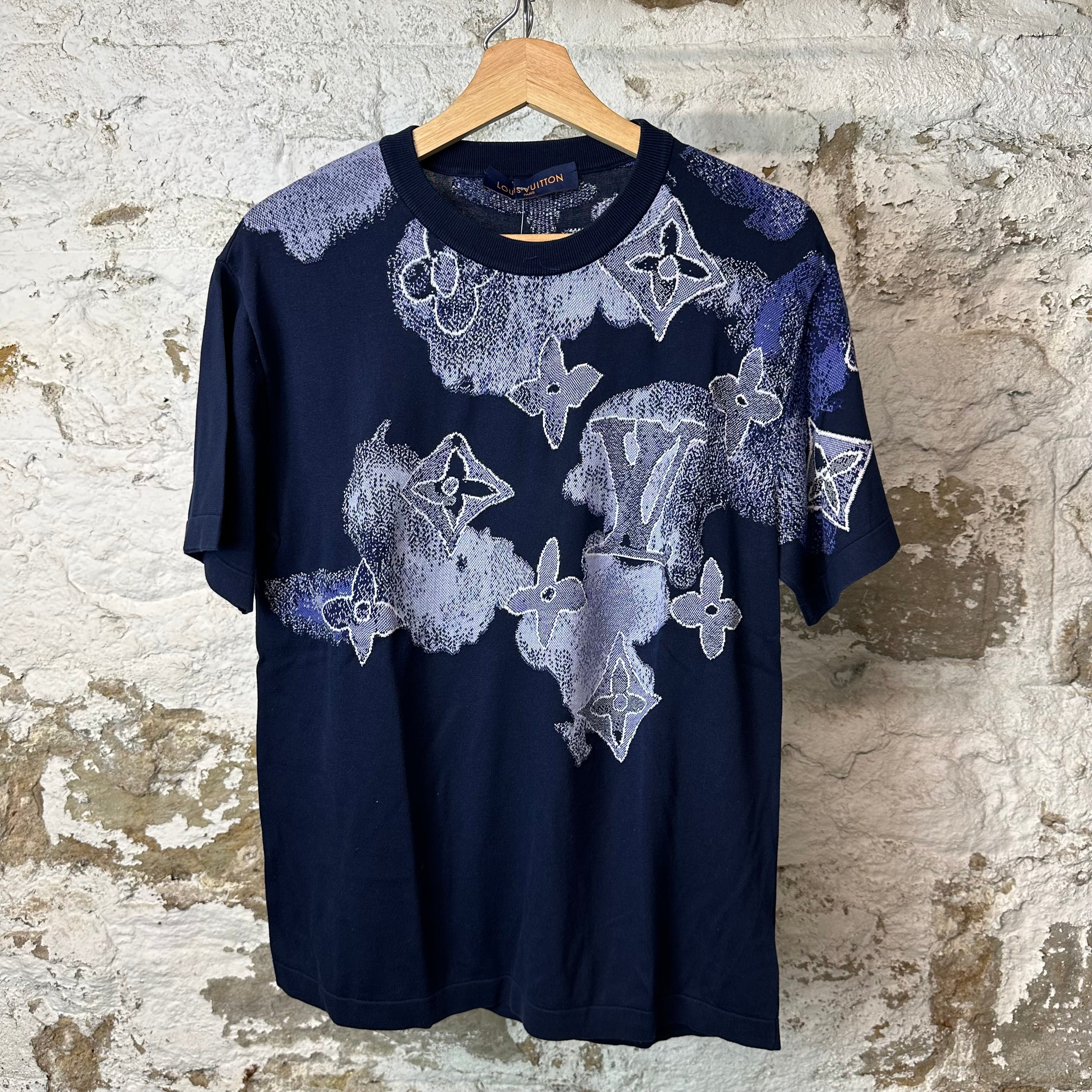 Louis Vuitton Watercolor Monogram Navy Knit T-Shirt Sz S