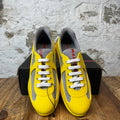 Prada Americas Cup Yellow Rubber Grey Sneaker Sz 8 (41) DS