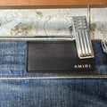Amiri MX1 Maroon Suede Dark Blue Denim Jeans Sz 29