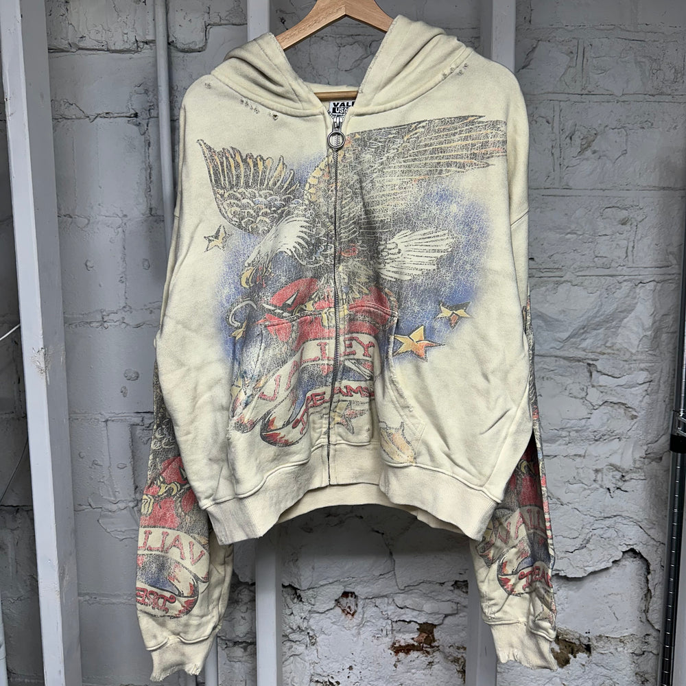 Vale Nostaliga Cream Zip Up Hoodie Sz S