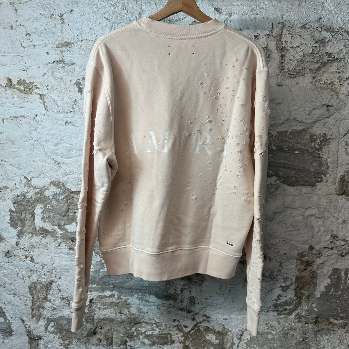 Amiri White MA Shotgun Crewneck Beige Sz S