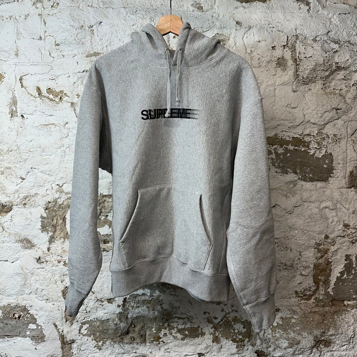 Supreme Black Motion Logo Hoodie Grey Sz M