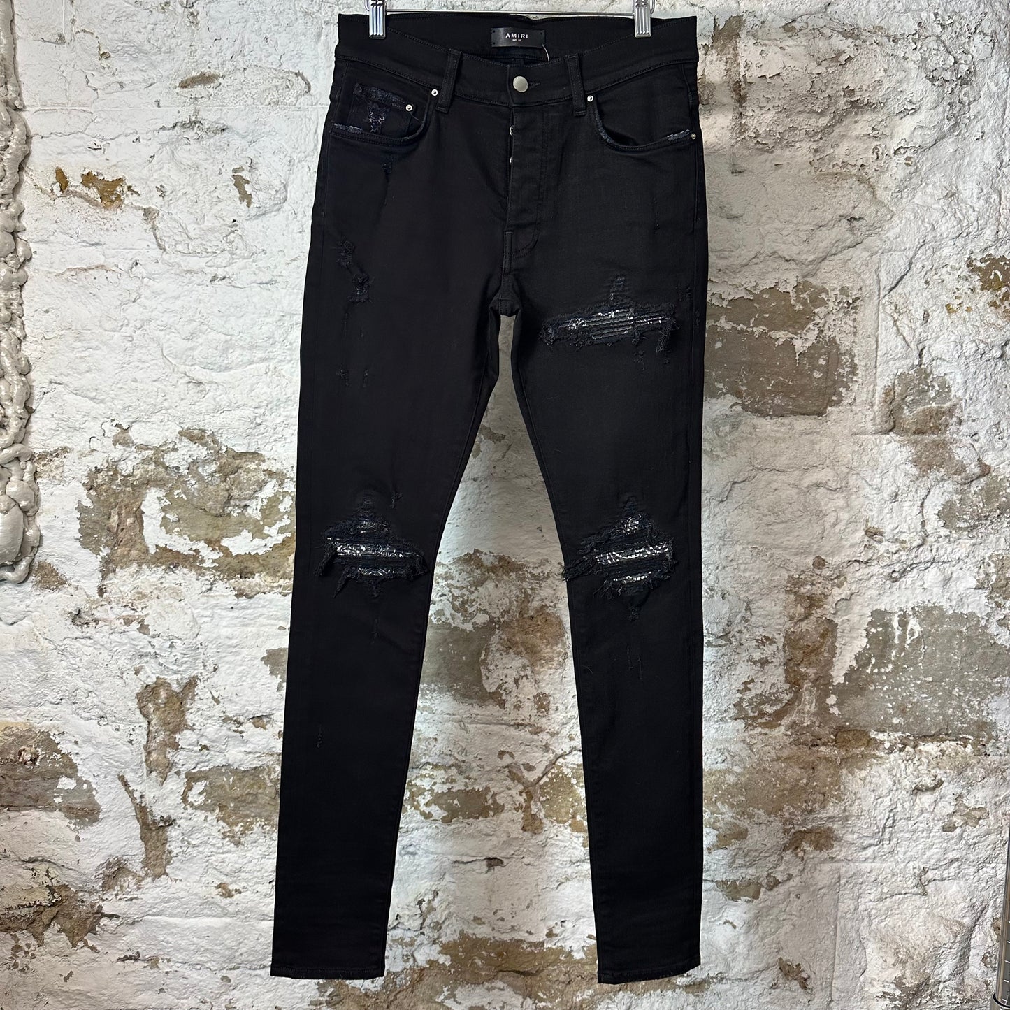Amiri MX1 Grey Paisley Black Denim Jeans Sz 32