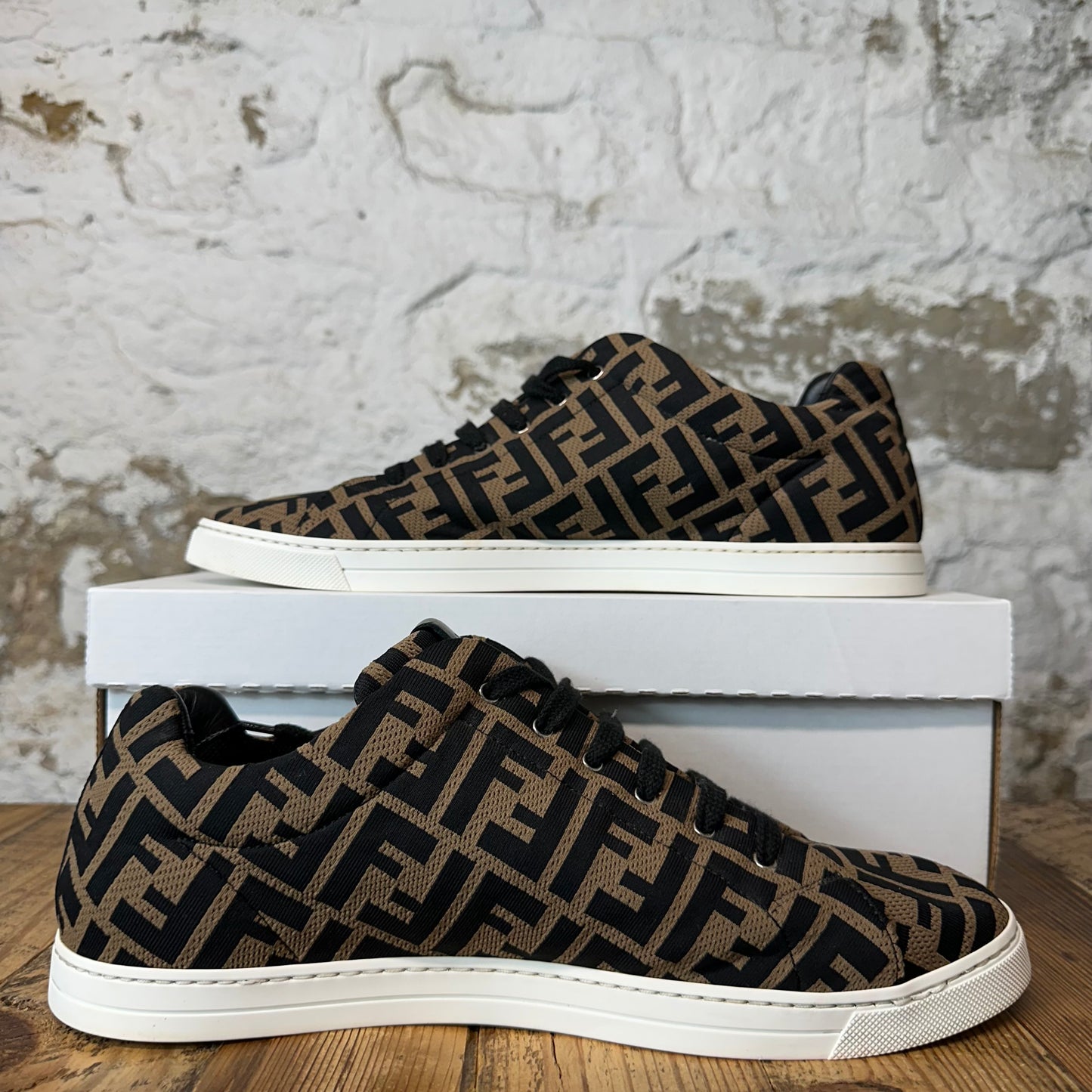 Fendi Forever Black Brown Monogram Sneaker Sz 10