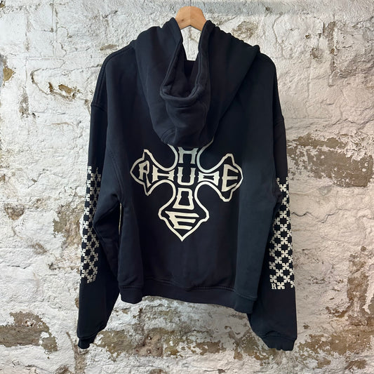 Rhude Cross Zip Up Black Hoodie