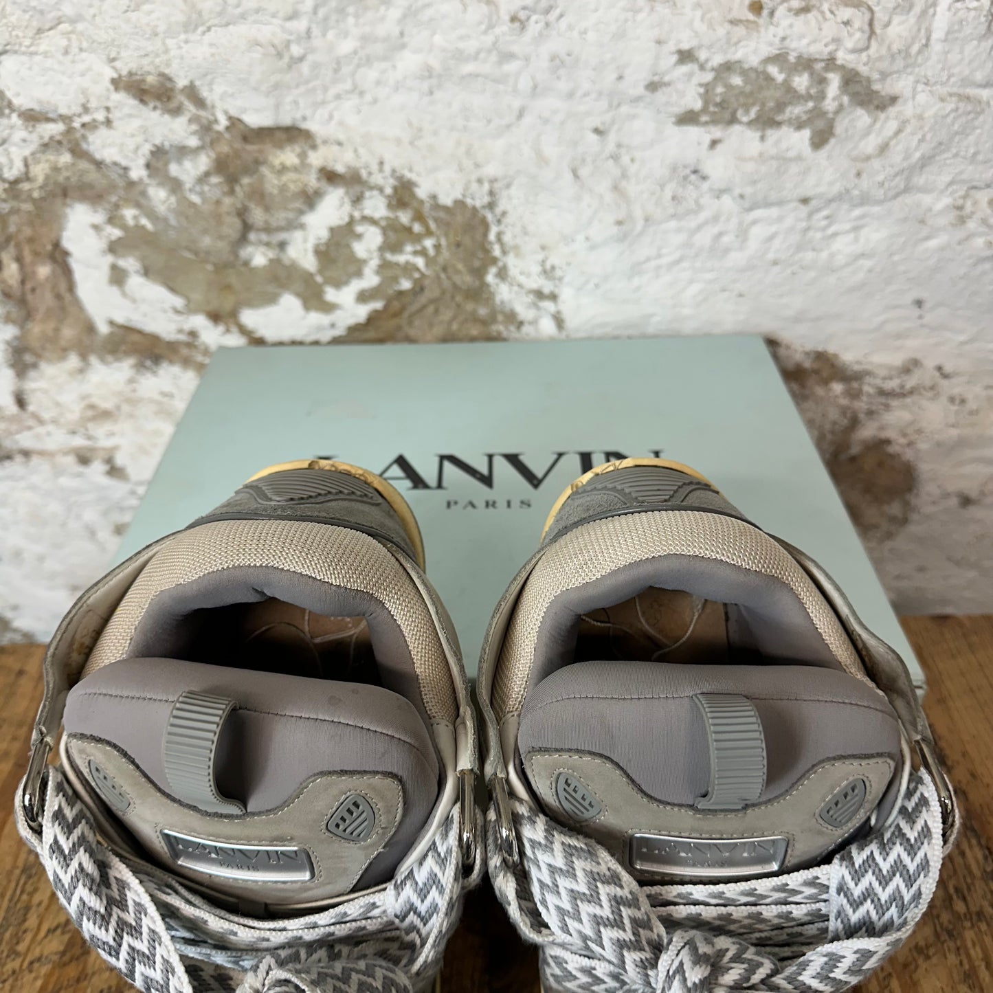 Lanvin Curb White Gray Cream Sneaker Sz 9 (42)