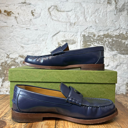 Gucci Interlocking GG Blue Loafer Sz 11.5
