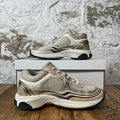 Chanel CC Ivory Silver Trainer Sneaker Sz 5.5 (37.5) No Box