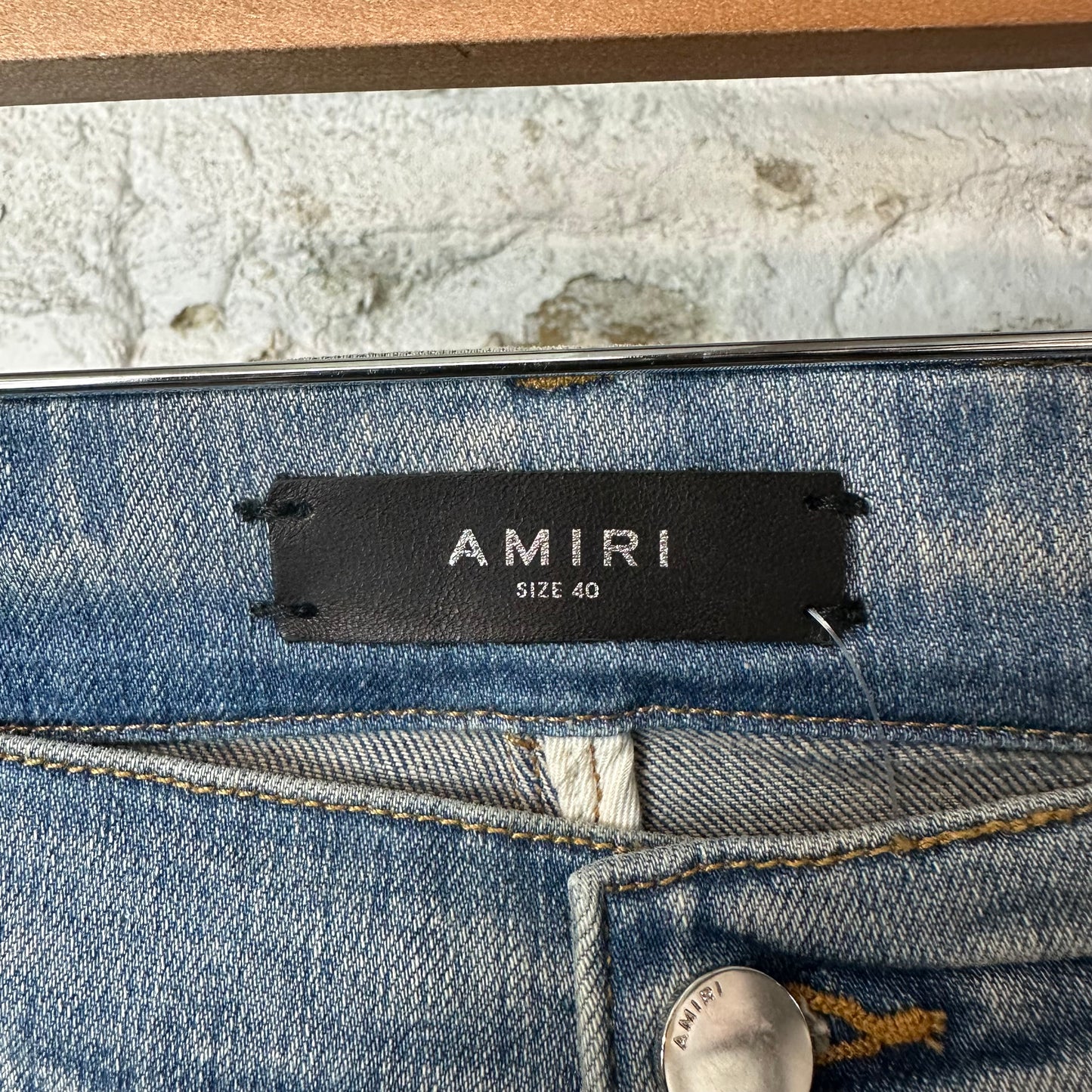 Amiri Green Camo Bones Blue Denim Jeans Sz 40