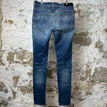 Amiri MX1 Black Leather Dark Blue Denim Jeans Sz 32