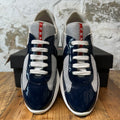 Prada Americas Cup Navy Patent Grey White Sneaker Sz 6 (38.5)