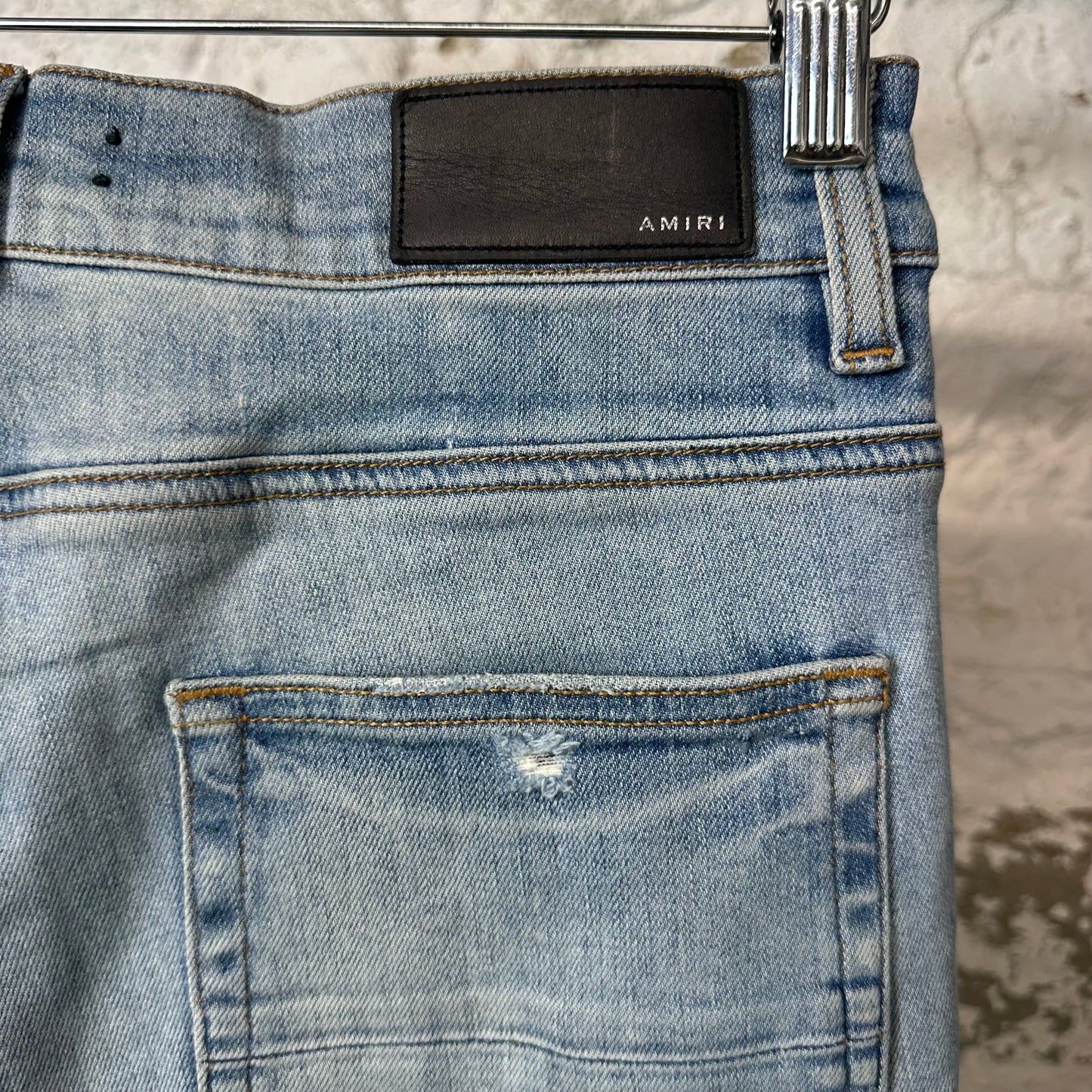 Amiri MX1 Dark Blue Paisley Blue Denim Jeans Sz 32