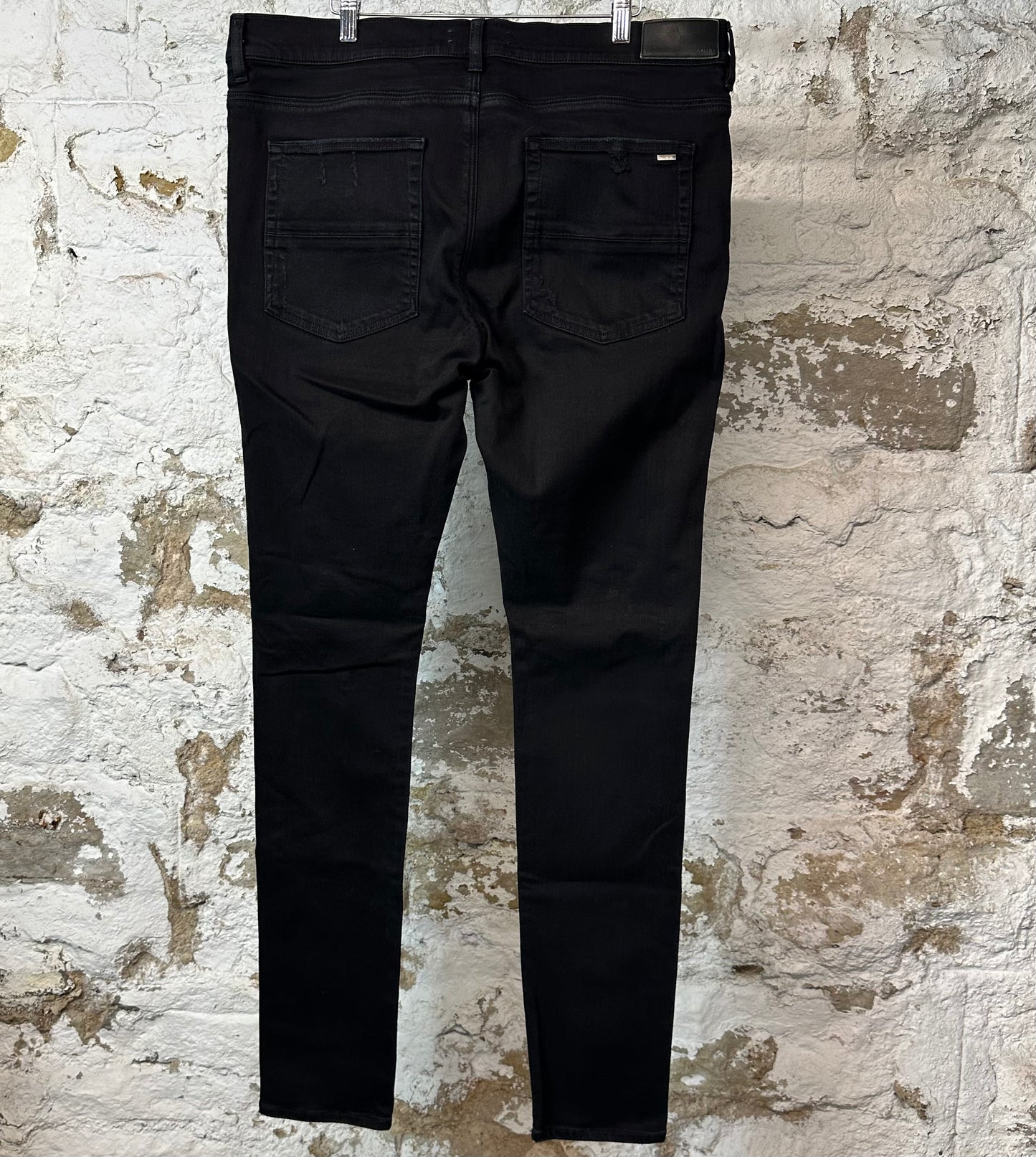 Amiri MX1 Light Blue Suede Black Denim Jeans Sz 38