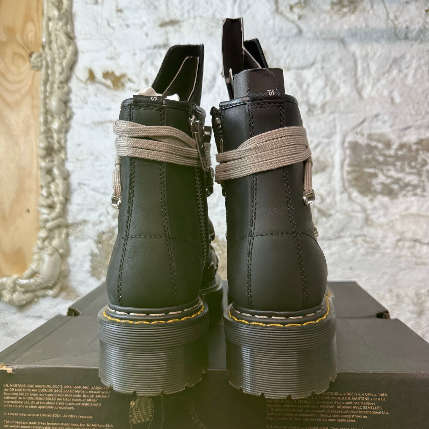 Rick Owens 1460 Quad Sole Megalace Boot Black Sz 9