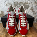 Prada Americas Cup Red Patent Grey White Sneaker Sz 7.5
