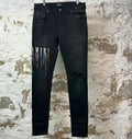Amiri Paint Drip Spell Black Denim Jeans Sz 34