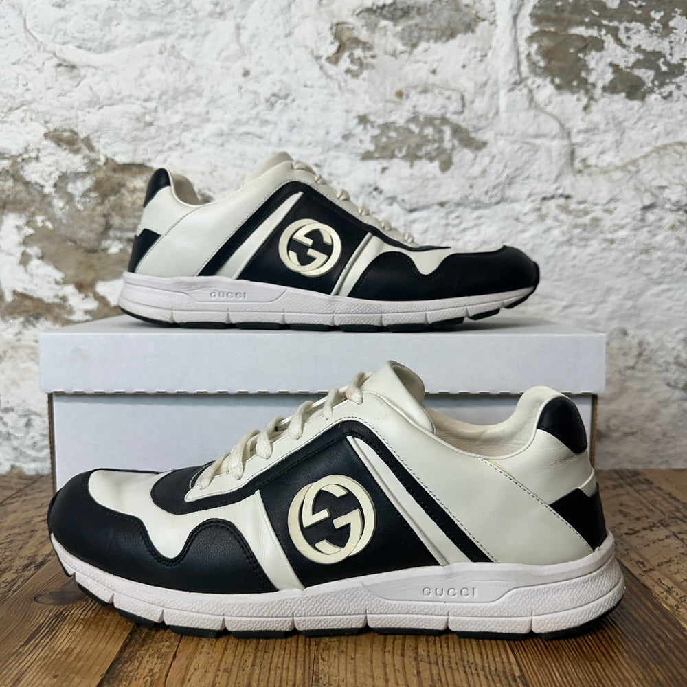 Gucci INterlocking GG Black White Sneaker Sz 8