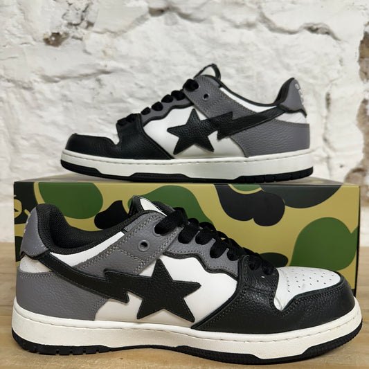 A Bathing Ape Bape Sk8 Sta Black White Grey Sz 10
