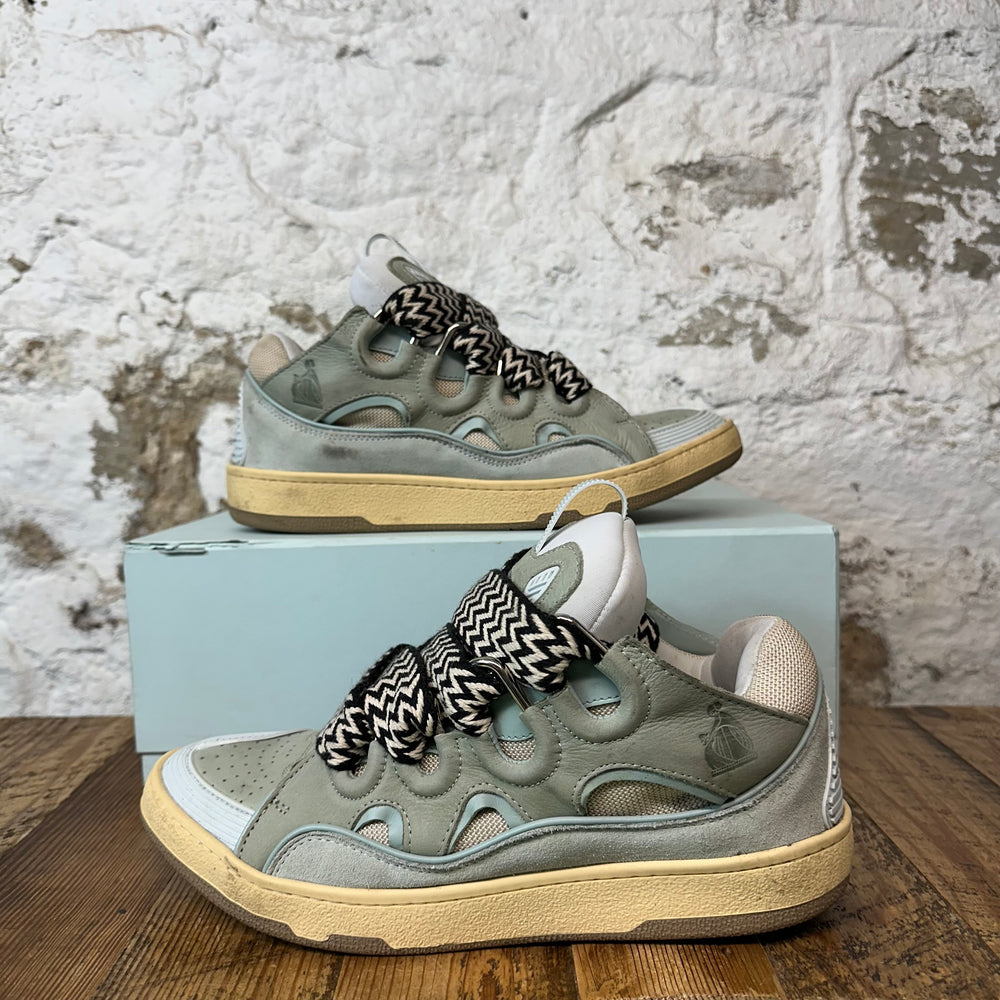 Lanvin Curb Black White Lace Green Blue Sneaker Sz 10 (43)