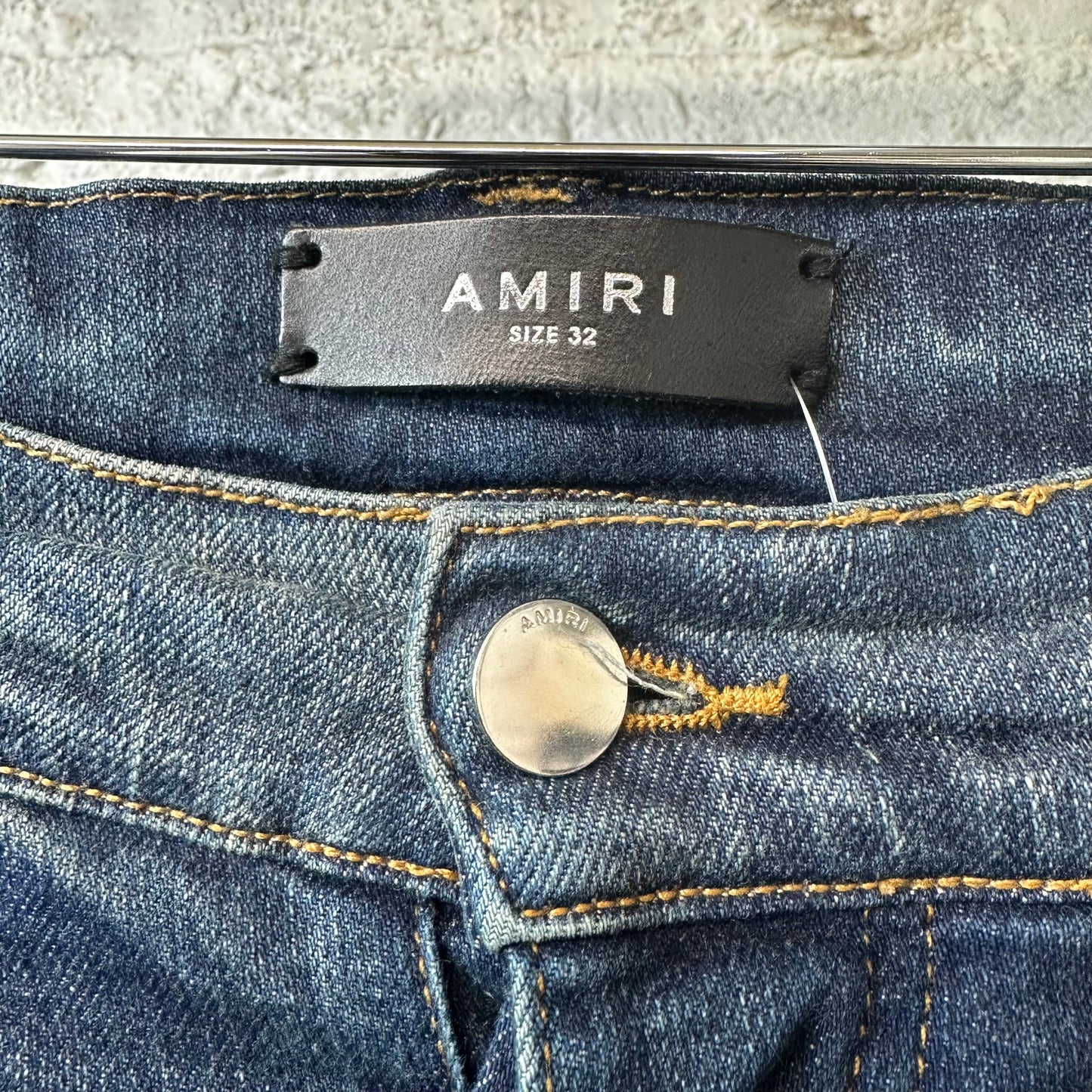 Amiri Plain Dark Blue Shotgun Denim Jeans Sz 32