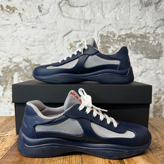 Prada Americas Cup Navy Rubber Grey Sneaker Sz 10 (43)