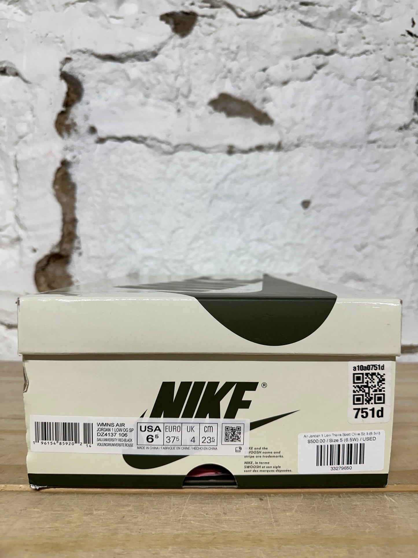 Air Jordan 1 Low Travis Scott Olive Sz 5 (6.5W)