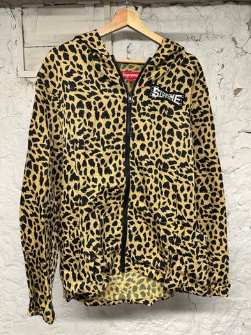 Supreme Cheetah Print Zip Up Jacket Sz L