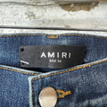 Amiri MX1 Orange Suede Dark Blue Denim Jeans 36