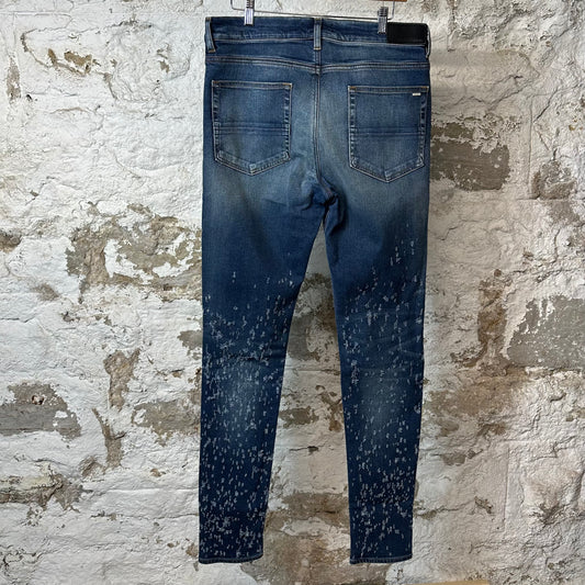 Amiri Knee Rip Shotgun Dark Blue Denim Jeans Sz 36