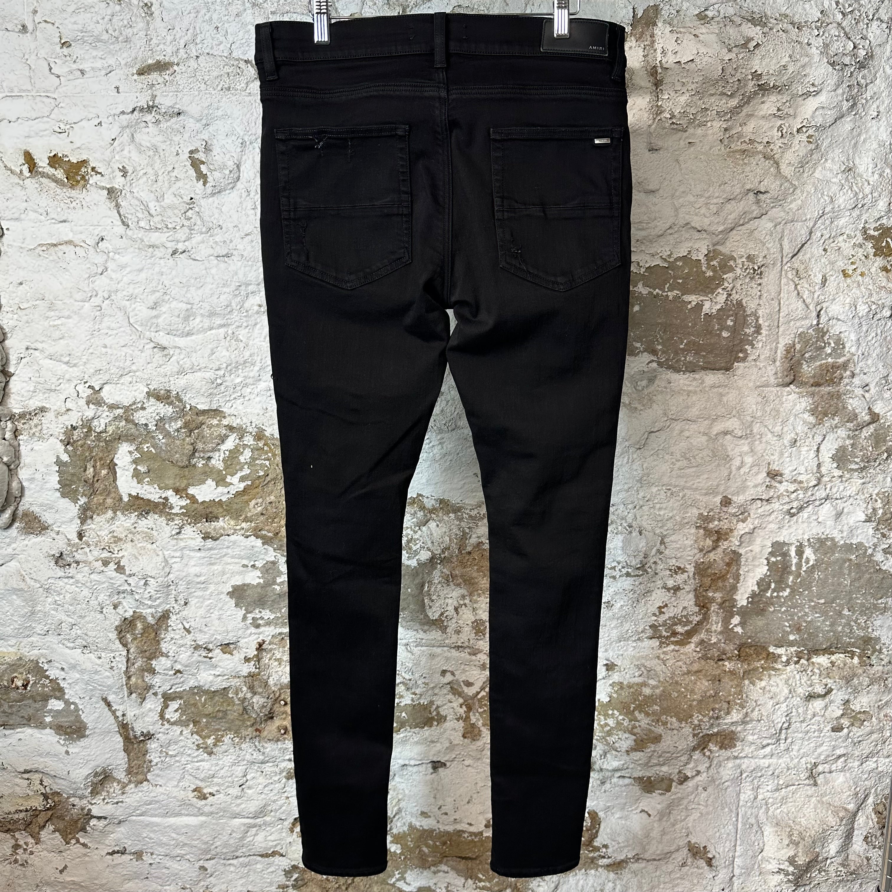 AMIRI MX2デニムブラック　SIZE34 AMIRI - MX2 Skinny-Fit Leather-Panelled Distressed Stretch-Denim