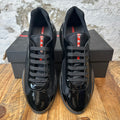 Prada Americas Cup Triple Black Patent Sneaker Sz 10 DS